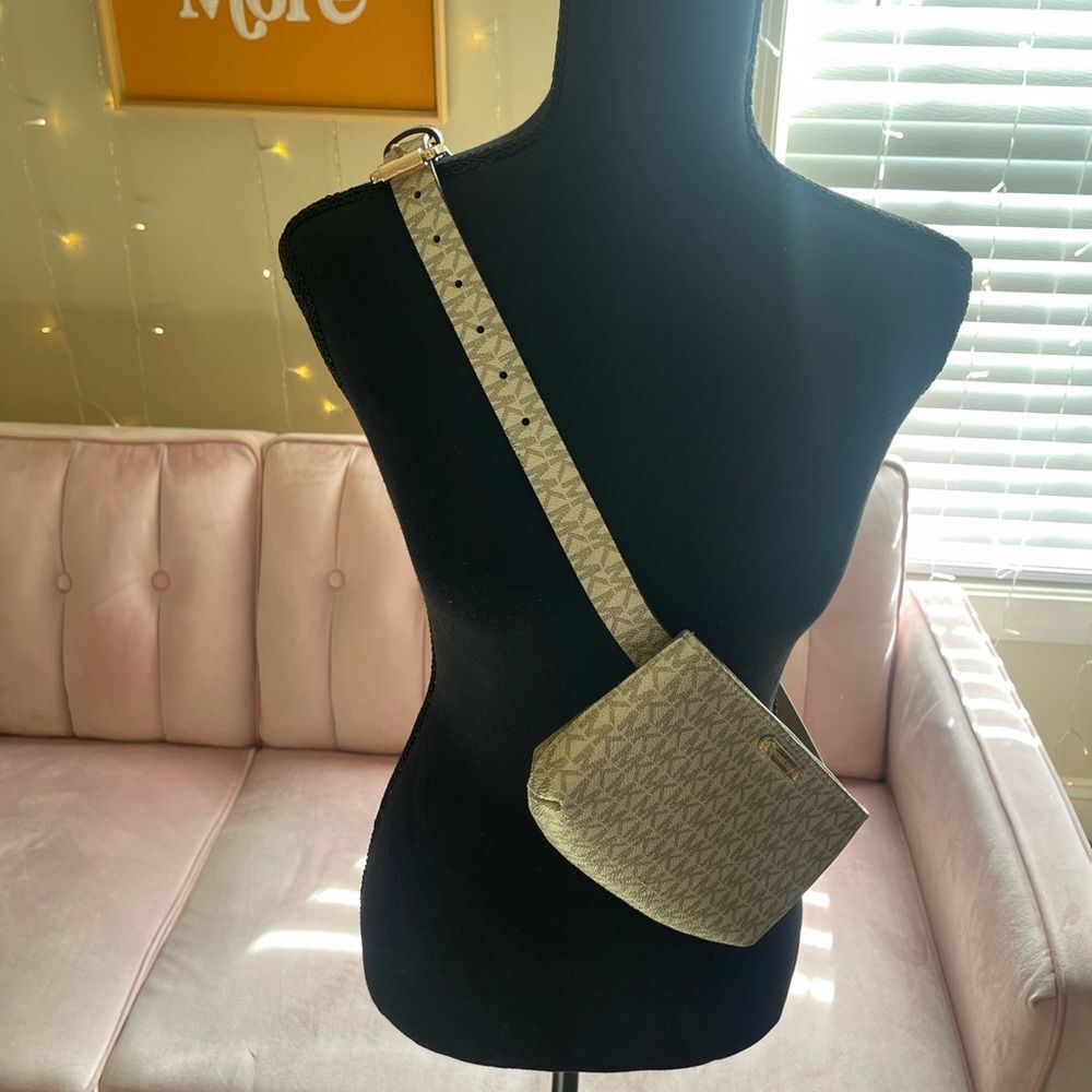 Michael Kors Adjustable Logo Fanny Pack in Champagne Gold